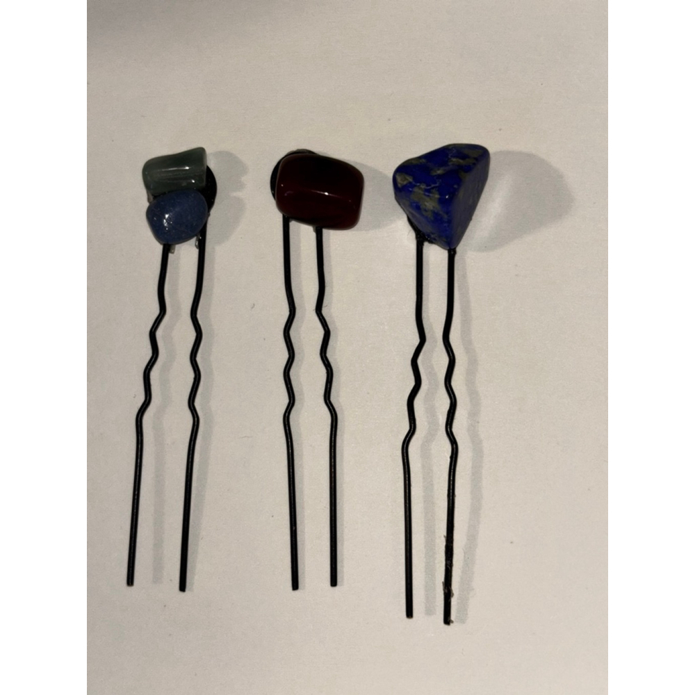 Aura’s Oddities Handcrafted Artisan Hair Pins With Tumbled Stones